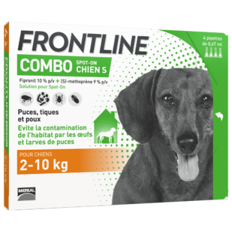 FRONTLINE COMBO CHIEN    S 2/10KG 4 PIPETTES